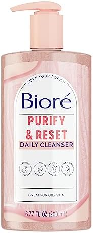 Bioré Rose Quartz + Charcoal Daily Purifying Cleanser, Oil Free Facial Cleanser Energizes Skin, Dermatologist Tested and Cruelty Free, 6.77 oz, Packaging May Vary