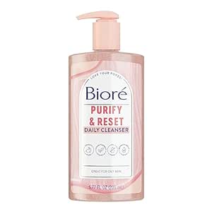 Bioré Rose Quartz + Charcoal Daily Purifying Cleanser, Oil Free Facial Cleanser Energizes Skin, Dermatologist Tested and Cruelty Free, 6.77 oz, Packaging May Vary