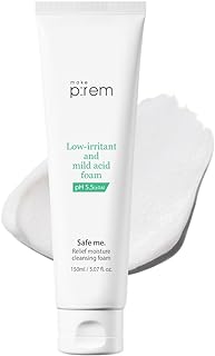 MAKEP:REM make prem Safe me. Relief Moisture Cleansing Foam, Gentle exfoliating pH-balanced Cleanser for Sensitive Skin an...