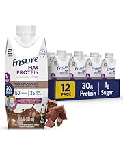 Ensure Max Protein Milk Chocolate Nutrition Shake, 30g Protein, 1g Sugar, 4g Comfort Fiber Blend, 12 Pack