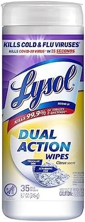Lysol Dual Action, Disinfecting Wipes, Citrus, Blue 35Ct