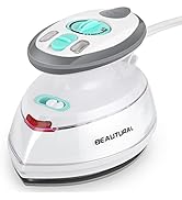 BEAUTURAL Mini Travel Steam Iron for Clothes with Dual Voltage, Non-Stick Soleplate, Anti-Slip Ha...