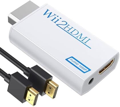 GANA Wii to HDMI Converter Adapter with Hdmi Cable Connect Wii Console to HDMI Display in 1080p Output Video with 3.5mm Au...