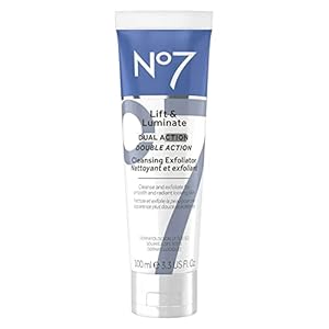 No7 Lift &amp; Luminate Dual Action Cleansing &amp; Exfoliating Face Wash - Gentle Face Exfoliator with Vitamin C, E &amp; B5 - Deep Pore Cleanser for Dull &amp; Uneven Skin Tone (3.4 Fl Oz)