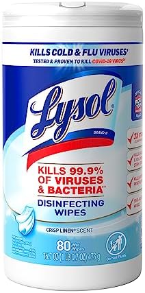 Lysol Disinfectant Wipes, Multi-Surface Antibacterial Cleaning Wipes, For Disinfecting and Cleaning, Crisp Linen, 80 Count