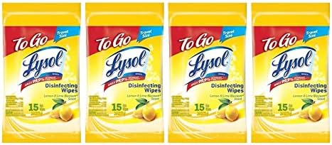LYSOL Disinfecting Wipes - Lemon & Lime Blossom To-Go Flatpack 15 ct. (Pack of 4)