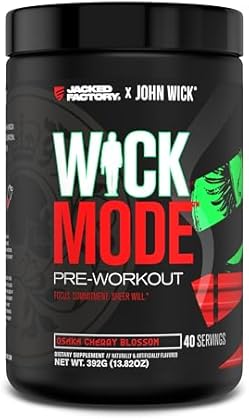 Jacked Factory X John Wick - Wick Mode Pre Workout Powder - Intense Energy, Battle-Ready Focus, Unstoppable Commitment, an...