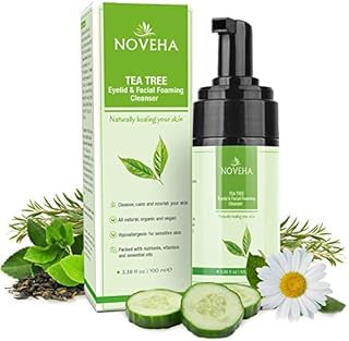 NOVEHA Tea Tree Oil Foaming Cleanser | Therapeutic Daily Skincare For Eyelash & lids, MGD, Eye Irritations, Stye Eyes, Ski...