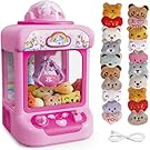 Claw Machine for Kids, Mini Vending Machine Girls Unicorn Toys, Candy Grabber Prize Dispenser with Sound & 20 Mini Plush Toys, Electronic Arcade Game Indoor Toy for Home Party Birthday Gifts