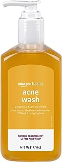 Amazon Basics Salicylic Acid Acne Wash, Unscented, 6 Fl Oz (Pack of 1)