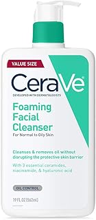 CeraVe Foaming Facial Cleanser | Daily Face Wash for Oily Skin with Hyaluronic Acid, Ceramides, and Niacinamide| Fragrance...