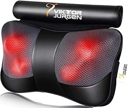 VIKTOR JURGEN Neck Massage Pillow Shiatsu Deep Kneading Shoulder Back and Foot Massager with Heat-Relaxation Gifts for Wom...