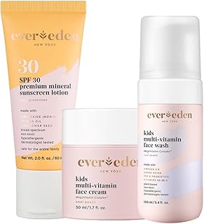 Evereden Daily 1-2-3 Routine Bundle: Clean & Vegan Skin Care Set for Kids - Hydrating & Nourishing Tween Skincare Set with...