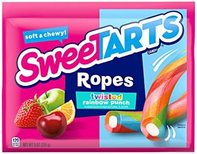 SweeTARTS Ropes, Twisted Rainbow Punch Candy, 9 Ounce Pouch