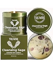 Sage Candle for Cleansing House Negative Energy and Protection Smudge Kit - 5 oz Soy Wax Natural Clean Organic Non Toxic - Velas de Olor para el Hogar - Long Lasting - Highly Scented