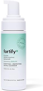 Fortify Hydrating Foaming Facial Cleanser with Hyaluronic Acid & Aloe - Purifying Face Wash - Vegan, Fragrance-Free, Alcoh...