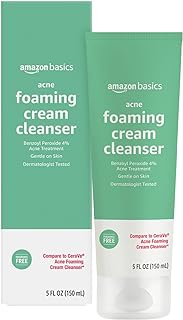 Amazon Basics Acne Cream Cleanser with 4% Benzoyl Peroxide, 5 Fluid Ounces, 1-Pack