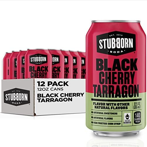 STUBBORN SODA, Black Cherry Tarragon, 12oz Cans (12 Pack)