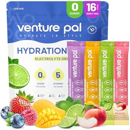 Venture Pal Sugar Free Electrolyte Powder Packets - Liquid Daily IV Hydration Packets for Rapid Hydration | 5 Vitamins & 7...