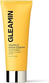 Gleamin Vitamin C Active Cleanser - Cream to Foam - 2% BHA, Paw Paw & Turmeric for Radiance, Exfoliation, Pore Cleansing, ...