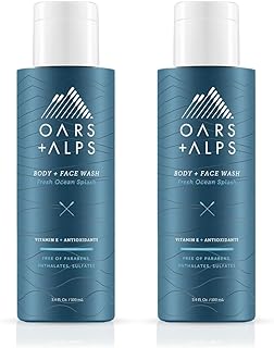 Oars + Alps Mens Moisturizing Body and Face Wash, Skin Care Infused with Vitamin E and Antioxidants, Sulfate Free, Fresh O...