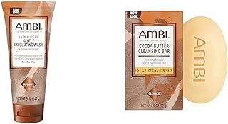 Ambi Exfoliating Wash I With Salicylic Acid Acne Treatment & Cocoa Butter Cleansing Bar I 5 Ounce & 3.5 Ounce