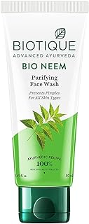 2 X Biotique Bio Neem Purifying Face Wash Fresh-foaming, 100% Soap-free Antibacterial Prevent Pimples Cleansing Gel (50ml ...