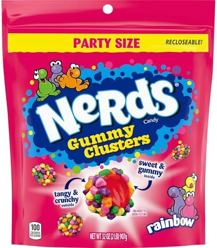 Nerd Gummy Clusters Candy, Rainbow, Resealable 32 Ounce Resealable Big Bag - Bulk saving