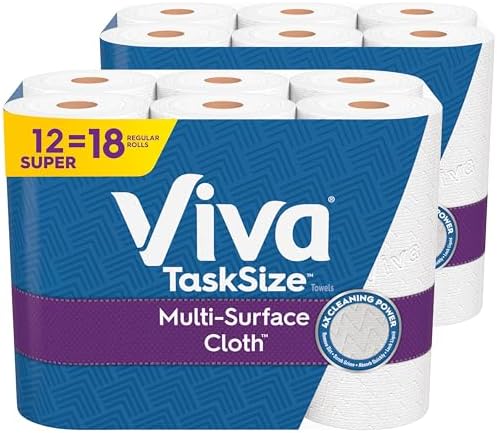 Viva Multi-Surface Cloth Paper Towels, Task Size - 12 Super Rolls (2 Packs of 6) - 81 Sheets Per Roll