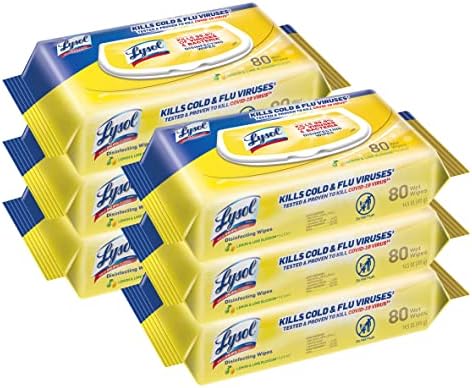 Lysol Disinfectant Handi-Pack Wipes, Multi-Surface Antibacterial Cleaning Wipes, for Disinfecting and Cleaning, Lemon and Lime Blossom, 480 Count (Pack of 6)