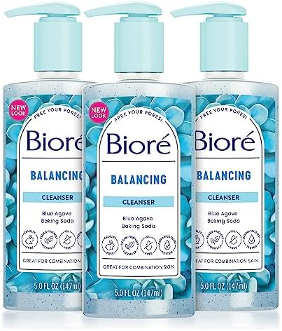 Bioré Balancing Face Wash, Cleanser For Combination Skin, PH Balanced Face Cleanser, Vegan, Cruelty Free 6.77 Oz, Pack of 3