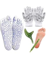 YAMMI Reflexology Socks with Tools and Gloves Set, Unisex Pressure Point Socks with Reflexology Tools, Acupuncture Socks Kit for Foot Massage, Foot Massage Sock Guide