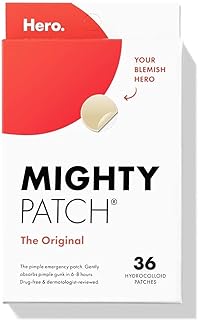 Hero Cosmetics Mighty Patch™ Original Patch - Hydrocolloid Acne Pimple Patch for Covering Zits and Blemishes, Spot Sticker...