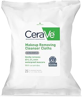 CeraVe Makeup Removing Cleanser Cloths | Makeup Wipes to Remove Dirt, Oil, & Waterproof Eye & Face Makeup | Fragrance Free...