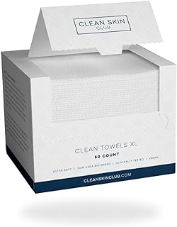 Clean Skin Club Clean Towels XL, 100% USDA Biobased Face Towel, Disposable Face Towelette, Makeup Remover Dry Wipes, Ultra...