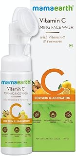 Mamaearth Vitamin C Foaming Face Wash with in-Built Brush | Skin Illumination with Turmeric | Gentle & Hydrating Dead Skin...