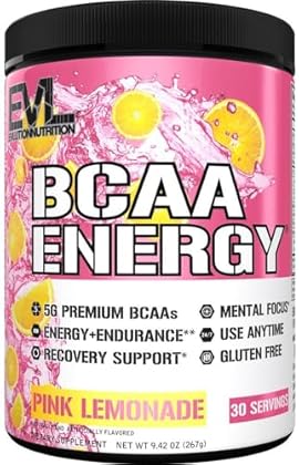EVL BCAAs Amino Acids Powder - Rehydrating BCAA Powder Post Workout Recovery Drink with Natural Caffeine - BCAA Energy Pre...