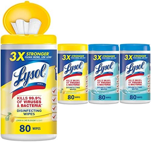 Lysol Disinfecting Wipes, Lemon & Ocean Breeze, 320ct (4x80ct), Cleaning Wipes, Cleaning Supplies, Packaging May Vary, 80 Count (Pack of 4)