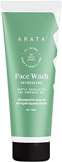 Arata Refreshing Face Wash With Ayurvedic Lemon Oil, Peppermint & Organic Flaxseed | EWG Certified, All Natural, Vegan & C...