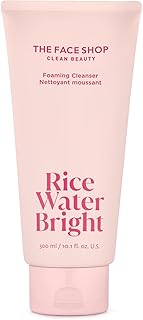 The Face Shop Rice Water Bright Foaming Facial Cleanser with Ceramide, Gentle Face Wash for Hydrating & Moisturizing, Vega...