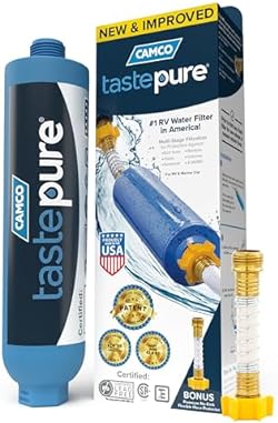 Camco TastePURE RV Water Filter - New Advanced 6-Step Patent-Protected Filtration - Camping Essentials for Fre