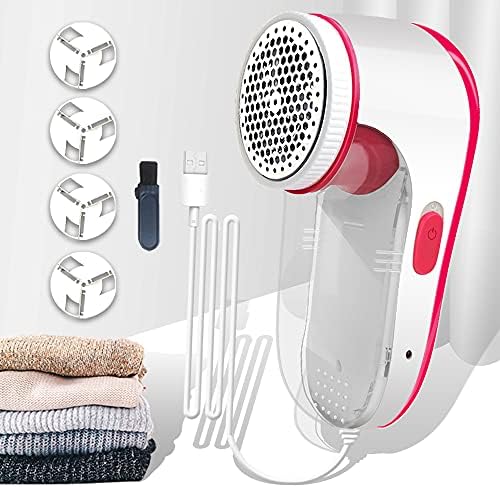 Nayoge Electric Lint Remover,Fabric Shaver,Fuzz Remover,Quickly and Effectively Remove Pilling of Clothes,Sweaters,Couch,Bed Sheets,Socks and Other Fabric,4 Stainless Steel Blades,USB Powered