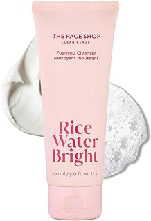 The Face Shop Rice Water Bright Foaming Facial Cleanser with Ceramide, Gentle Face Wash for Hydrating & Moisturizing, Make...