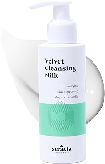 Stratia Velvet Cleansing Milk | Gentle Cream Face Cleanser | Moisturizing, Non-Foaming | Chamomile, Olive Oil & Aloe Vera...