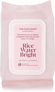 The Face Shop Rice Water Bright Cleansing Facial Wipes - Rice Extract - Refreshing, Brightening, Moisturizing - Infused wi...