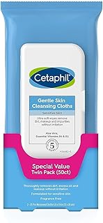 Cetaphil Face and Body Wipes, Gentle Skin Cleansing Cloths, Mother's Day Gifts, 25 Count (Pack of 2), for Dry, Sensitive S...