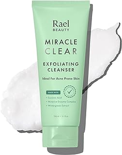 Rael Face Wash, Miracle Clear Exfoliating Cleanser - Face Cleanser for Oily & Acne Prone Skin, Korean Skincare, Gentle Fac...