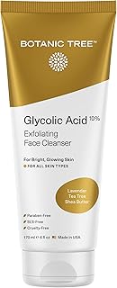 Botanic Tree Glycolic Acid Face Wash, Exfoliating Facial Cleanser and Scrub, 10% Glycolic Acid, AHA and Salicylic Acid, 6 ...