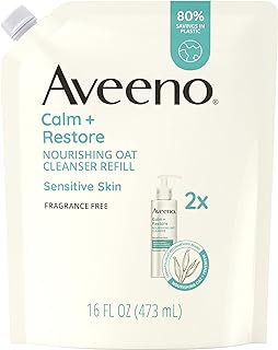 Aveeno Calm + Restore Nourishing Oat Facial Cleanser for Sensitive Skin, Gentle Face Wash with Nourishing Oat & Calming Fe...