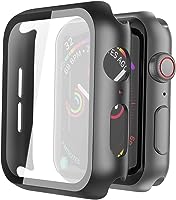 Misxi 2 Pack Hard PC Case with Tempered Glass Screen Protector Compatible with Apple Watch Series 6 SE Series 5 Series 4...